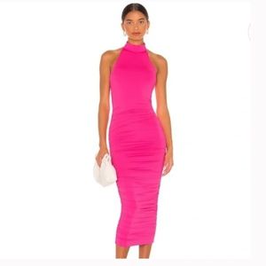 SUPERDOWN Hot Pink Mallory High Neck Dress